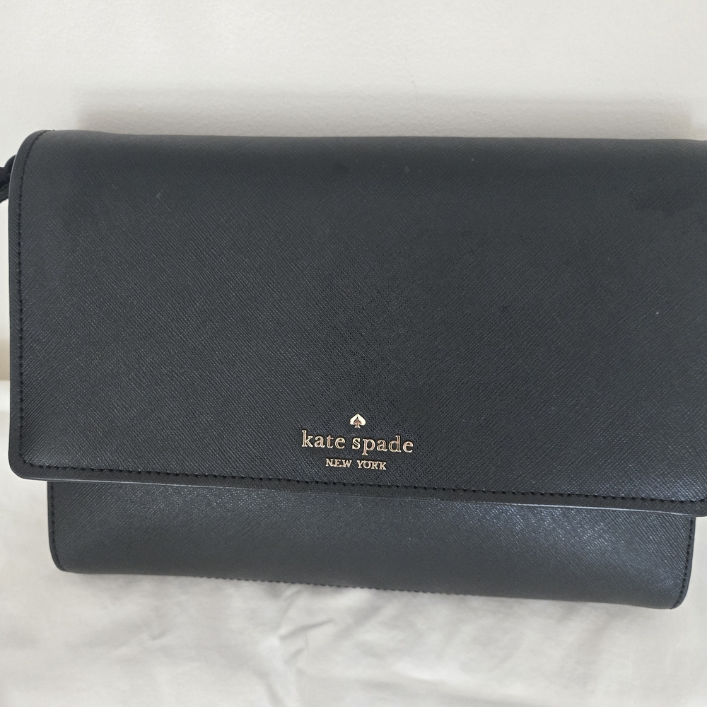 Kate Spade Black Clutch with Gold Accents